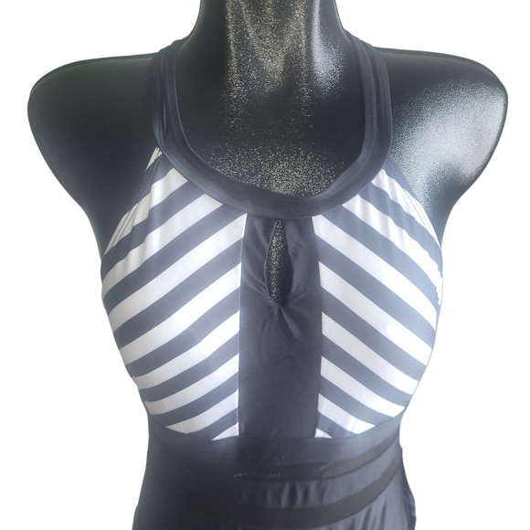 Shein Black and White Striped Swimsuit XL - Picture 2 of 5